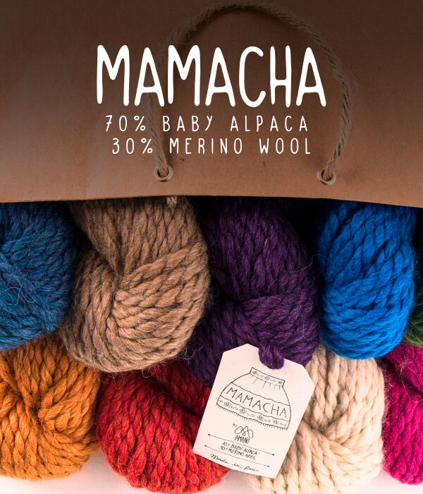 ( MAMACHA, una lana gruesa de Amano Yarns, conocida por sus colores naturales y suavidad.)